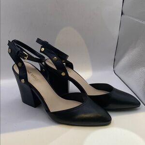 Nine West SinClairo Women’s chunk heel shoe Pointed Toe Ankle Strap size 7.5